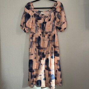 NWT Target Universal Thread Pink Blue Puff Short‎ Sleeve Elastic Waist Dress